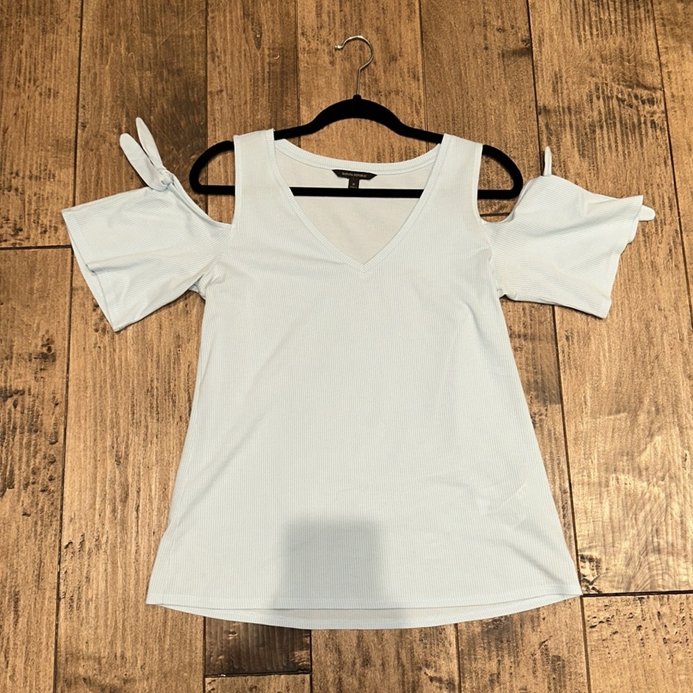 Light Blue Cold Shoulder Top